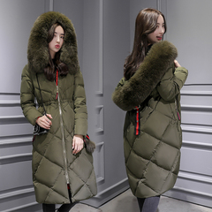 女装加厚外套2016冬装新款韩版羽绒服女中长款大毛领修身显瘦大衣