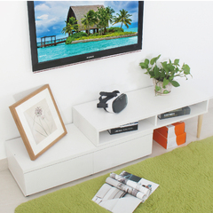 小户型北欧电视柜宜家小型迷你可伸缩电视柜1.2米白色/黑胡桃木色