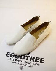 EGGOTREE复古版韩国小白鞋真皮鞋平跟单鞋女鞋一脚蹬平底鞋懒人鞋