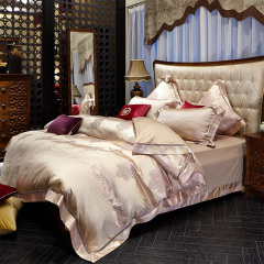 苏迷家纺 简约现代乳白样板房软装床上用品6件套 贡缎床单六件套