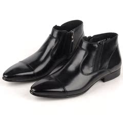 新款英伦男士尖头短筒靴 潮流商务正装皮靴 发型师首选高帮皮鞋
