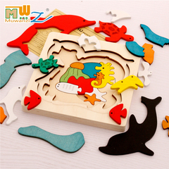 3D儿童木质多层拼图立体益智木质拼图拼板幼儿早教智力积木玩具