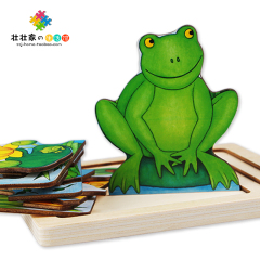 儿童益智玩具1-3岁木制拼图青蛙成长过程多层拼板宝宝启蒙教具