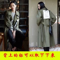 风衣女式2016高俊熙明星同款韩版秋季军绿色宽松休闲中长款外套bf