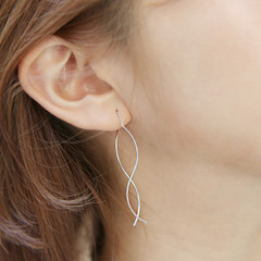 韩版925纯银线条耳线耳环 简约甜美气质女神耳线耳环女防过敏包邮
