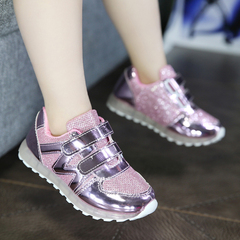 春秋季韩版男女童公主鞋带Led灯女童鞋 新款系带亮灯儿童运动鞋潮