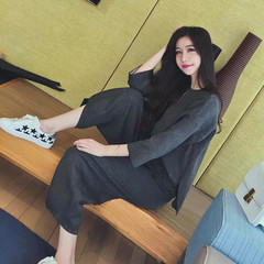 2016秋季新款韩版女装套头毛衣 九分阔腿裤休闲时尚针织两件套装