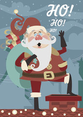圣诞老人卡通素材抽象搞笑风趣圣诞老人矢量图海报儿童素材AI EPS