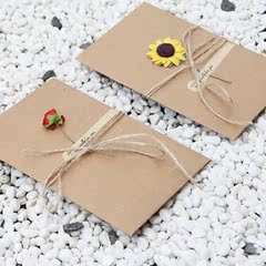 小二班创意DIY复古牛皮纸手工花朵贺卡 情人教师节祝福通用卡片