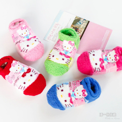 韩国正品袜子代购冬季保暖加厚可爱holle kitty猫女宝宝袜地板袜