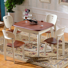 地中海餐桌大小户型折叠餐桌实木烤漆可伸缩餐桌椅组合长方形饭桌