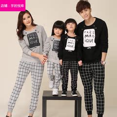 韩国亲子装秋装外套2016一家三口母子母女卫衣长袖套装全家家庭装