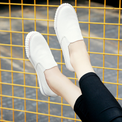 2016夏季新款韩版一脚蹬懒人鞋白色帆布鞋女平底透气休闲学生板鞋