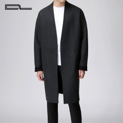 CL/原创 2016秋冬韩版纯色单排扣休闲羊绒大衣 男中长款 时尚都市