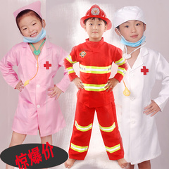 儿童医生服幼儿消防员消防队服装演出表演服小医生护士服消防套装