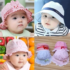 婴儿帽子夏遮阳帽6-12月女童韩版凉帽儿童太阳帽男童纯棉宝宝帽子