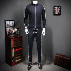 男士卫衣套装2016新款秋季男装外套薄款修身时尚运动开衫休闲套装