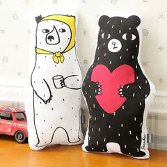 创意新款ins黑白熊熊抱枕 儿童午睡陪伴头枕 可爱布娃娃毛绒玩具