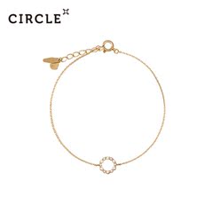 Circle日本珠宝  10K黄金手链镶嵌钻石 圆形方形心形可选 正品
