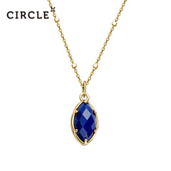 Circle日本珠宝 10K黄金青晶石水晶项链 黄金镶嵌彩宝锁骨链女