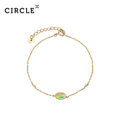 Circle日本珠宝 天然白欧泊手链18k黄金镶嵌彩宝手链 正品女
