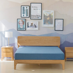 筑木日式1.5/1.8米纯实木白橡木双人床环保卧室家具欧式现代简约