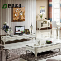 大理石茶几电视柜组合 简约现代中小客厅套装 可选钢化玻璃面