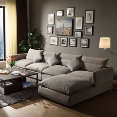 北欧布艺沙发 简约现代大小户型客厅转角组合 可拆洗棉绒乳胶沙发