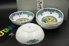 现货 日本进口九谷烧14厘米吉田屋花鸟饭碗汤碗 日式陶瓷礼品套装