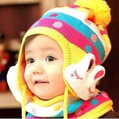 特价加厚韩国儿童帽子围巾两件套男女孩宝宝毛线帽婴儿帽子秋冬款