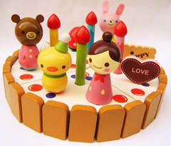 草莓新品  雪人卡通生日蛋糕套装 木制儿童过家家切切看玩具