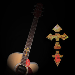 十字  指板贴纸吉他琴颈旋钮雕花贝壳吉他镶嵌吉他护板吉他配件