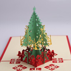 新年圣诞生日贺卡 3D立体卡片 圣诞树 元旦祝福  立体贺卡纸雕