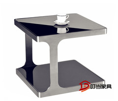 不锈钢边几钢化玻璃角几小方几沙发边柜宜家边桌可移动小茶几家具