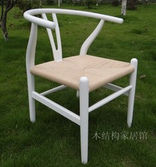 美式法式Y椅 Y chair 实木餐椅 背叉椅 牛角椅 咖啡室时尚休闲椅