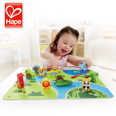 德国Hape丛林穿绳拼图 幼儿童益智串珠玩具2-3岁宝宝积木大块环保