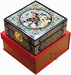中式复古古典铜丝五彩钢琴漆平遥推光漆器首饰盒结婚过年送礼礼品
