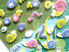 韩国funny儿童DIY手工装饰贴画scrapbook相册无纺布贴纸*蜗牛蚯蚓