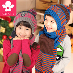 韩国可飞儿儿童帽子围巾两件套秋冬款男童女童宝宝帽子围脖套装潮