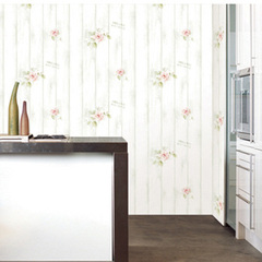 韩国pvc小碎花壁纸 卧室客厅自粘式墙纸木纹纸浪漫田园防水贴纸