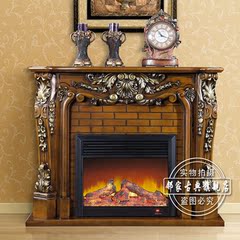 欧式壁炉 实木壁炉架 电子壁炉装饰取暖 1.5米深色美式壁炉装饰柜