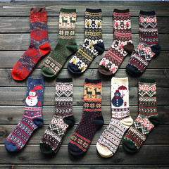 秋冬日系列系女士袜子中筒兔羊毛 潮流复古麋鹿原宿圣诞礼物袜