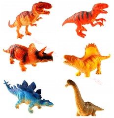 秒杀价！6只大号软体恐龙玩具模型套装 带哨霸王龙 三角龙 长棘龙