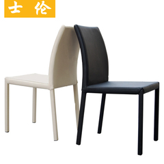 士伦 皮艺餐椅 黑白时尚简约餐椅 现代皮艺餐椅 客厅餐桌椅组合