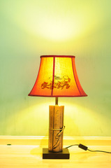 树脂工艺品  卧室餐厅客厅灯具灯饰 麻布灯罩 民族风格台灯竹简