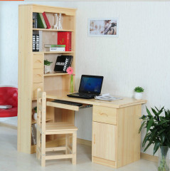 松木书桌 电脑桌 全实木家具书桌 书柜电脑桌子 写字台