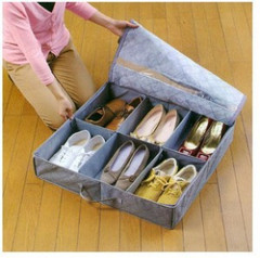 可折叠拉链竹炭鞋子收纳盒 防尘收纳袋 长靴子收纳鞋盒◆2个包邮