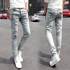 2016夏季韩版新款男装休闲牛仔裤弹力修身型小脚铅笔青年男士长裤