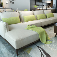 简约现代北欧棉麻布艺沙发 客厅小户型懒人沙发组合 美式转角沙发