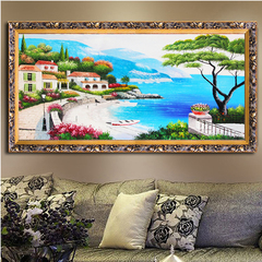 地中海油画手绘 油画美画正品 高档客厅装饰画 客厅风景有框挂画